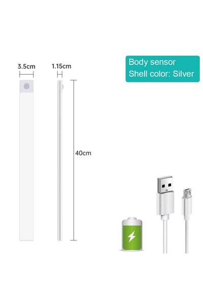 Choice White 40CM Night Light Motion Sensor Light Wireless USB Under Cabinet ...
