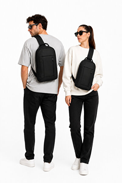 ModaAhsa Unisex Çapraz Omuz Çantası Siyah Suya Dayanıklı Askılı Body Bag Günl...