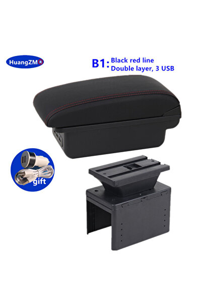 Choice B1 Black red 3USB Universal Car Armrest Box Universal Model Armrest Ca...
