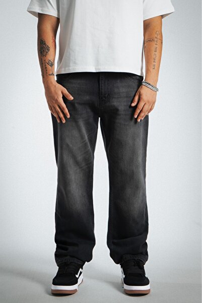 GRJ denim Grunge Line Baggy Fit Eskitme Siyah Erkek Jean Pantolon