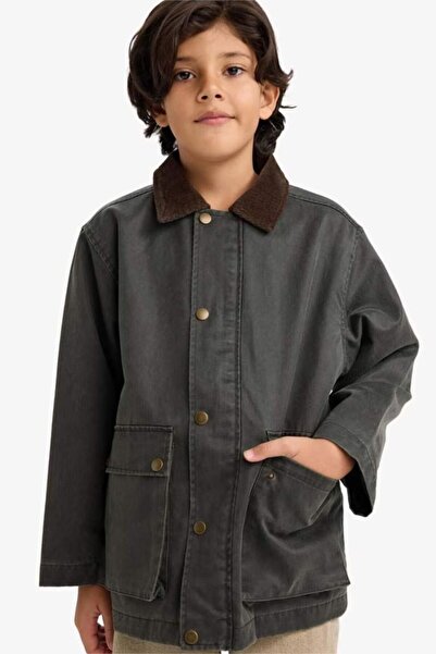 DeFacto Water Repellent Contrast Velvet Collar Coat Boy's F7191A826Sp