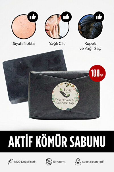 Aktif Kömür Çay Ağacı Yağlı Doğal Sabun | Gözenek Sıkılaştırıcı | 100 gr