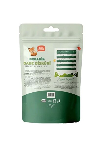 OTS Organik Sade Bisküvi 55 gr (Organik Sertifikalı, Pestisit Analizli)