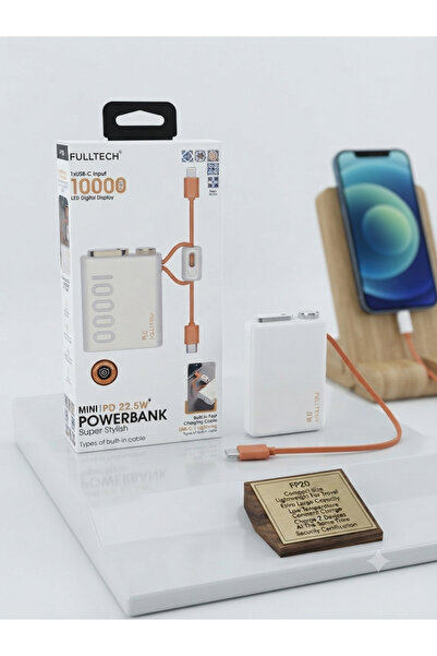Fulltech Aura Akse Mini 10000 mAh PD 22.5W Dahili Kablolu Powerbank