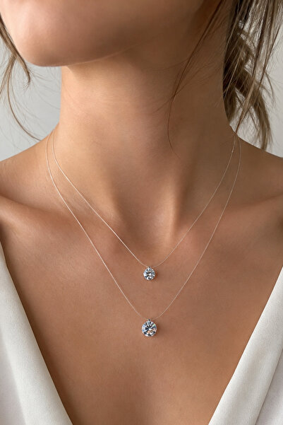 Modex Double Crystal Stone Invisible Fishing Line Ghost Necklace