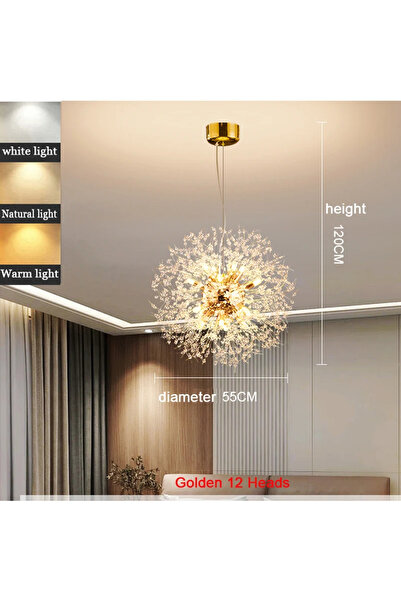 Choice Warm White 220V Golden 55cm Modern Dandelion LED Lighting Pendant Ligh...