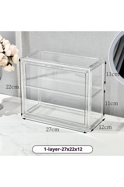 Choice1 منظم مكياج أكريليك شفاف بطبقة واحدة 27×22×12 سم، صندوق تخزين مقاوم لل...