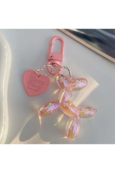 Choice Pink New Candy Color Balloon Dog Keychain for Girls Creative Balloon D...