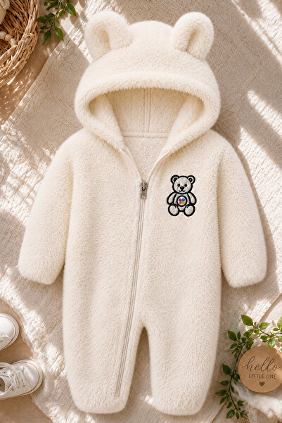 ipek atlas Baby Girl and Boy Teddy Bear Plush Embroidered Astronaut Jumpsuit