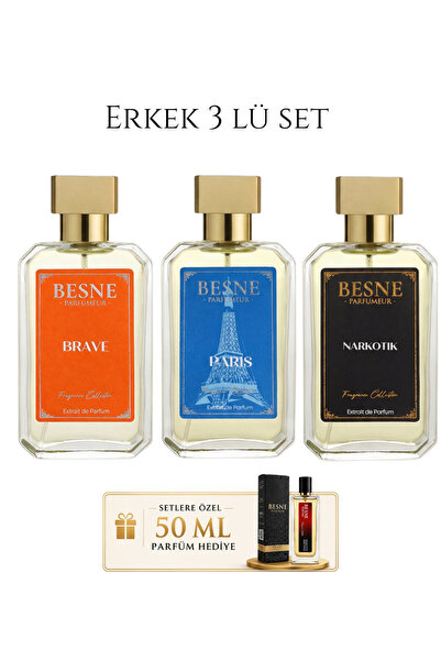 besneparfum Besne Parfüm Narkotik, Paris & Brave 3’lü Erkek Set (Extrait De P...