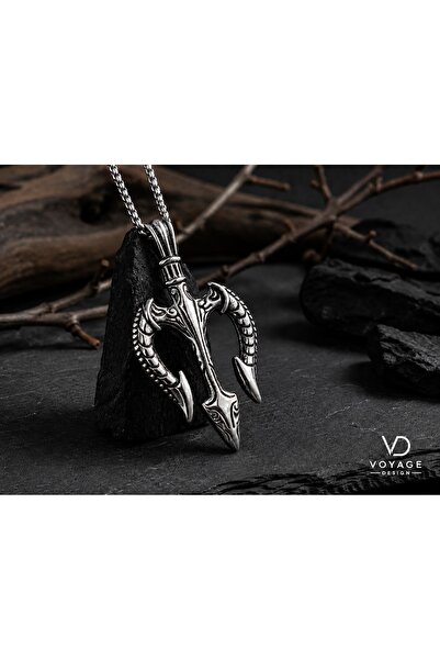 voyageaccessory Stainless Steel Minimal Size Neptune Trident Spear Head Men's...