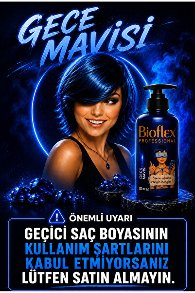 Bioflex Gece Mavisi Geçici | Renkli Krem Boya 250 ml | Amonyaksız | Hair Dye ...