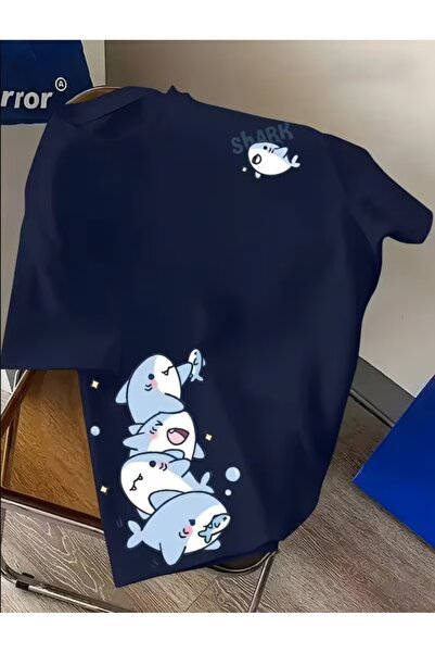 EURO CODE Cute Shark Printed Oversize T-Shirt
