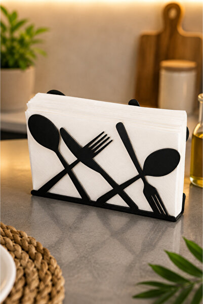 VENON Fork Spoon Knife No 2 Motifed Desktop Decorative Napkin Holder Towel Ho...