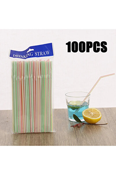 Choice 100pcs 100Pcs Colorful Bendable Straw Drinking Kunststof Straw for Mil...