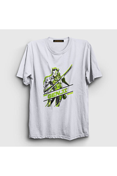 Presmono Unisex beli Genji igra Overwatch T-shirt 358478tt