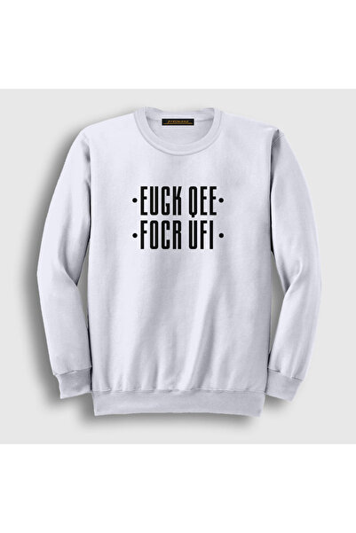 Presmono Hanorac alb unisex - Fuck Off pliat, text ascuns, 342820tt