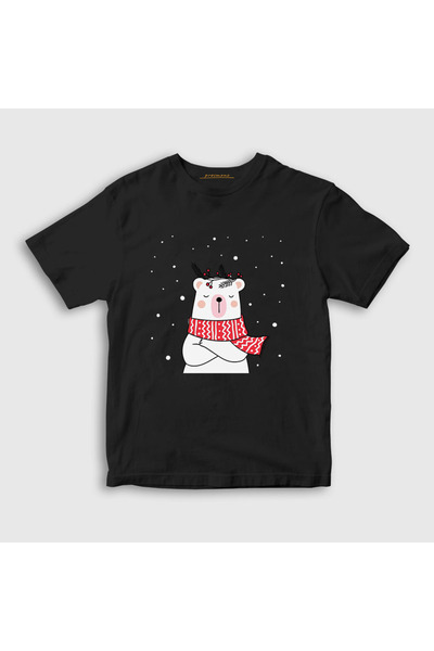 Presmono Unisex dečji crni Flis medved polarni medved Nova godina T-shirt 270...