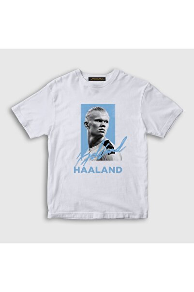 Presmono Unisex Kids White Signature Erling Haaland V2 Football T-Shirt 615700Tt