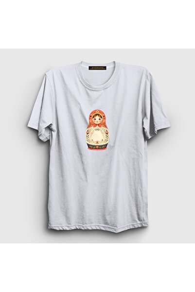 Presmono Unisex White Vintage Matryoshka Doll T-Shirt 620807Tt