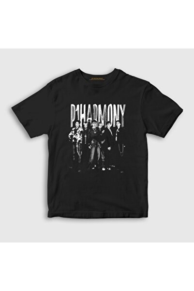 Presmono Unisex Kids Black Band K-Pop P1Harmony T-Shirt 619617Tt