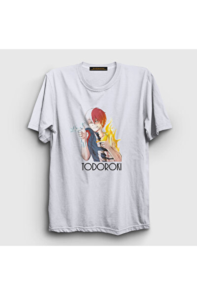 Presmono Unisex bela majica Shoto Anime Boku No Hero Academia T-shirt 128768tt