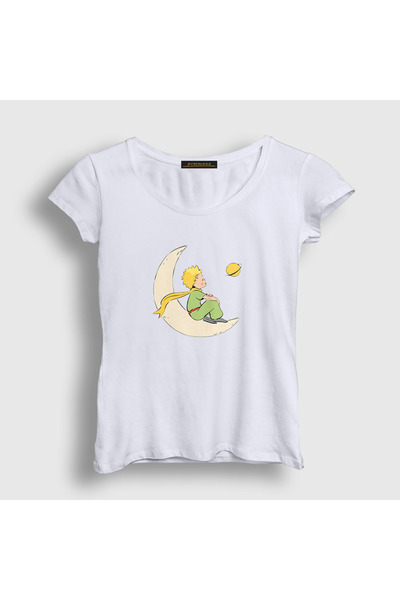 Presmono Women's White Moon Le Petit Prince Little Prince T-Shirt 568043Tt