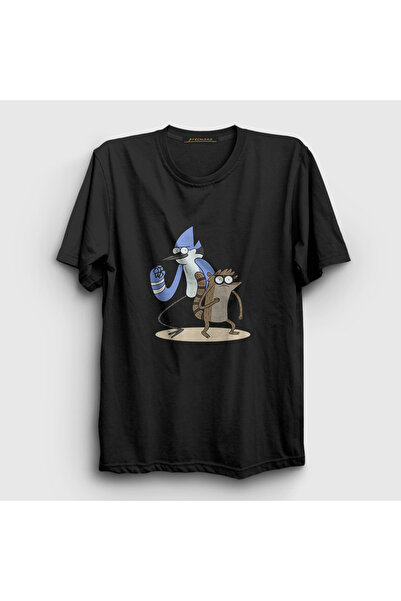 Presmono Mordecai i Rigby unisex crni regularni show T-shirt - 449163tt