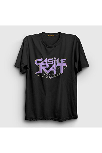 Presmono Unisex Black Logo Castle Rat T-Shirt 554411Tt