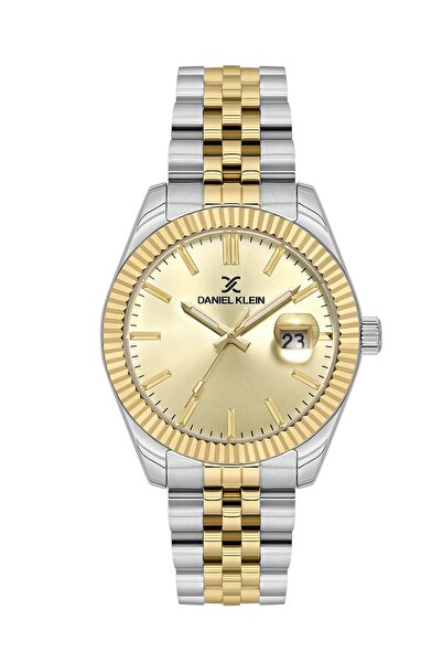 Daniel Klein 42 mm Men's Wristwatch with Yellow Dial and Gold Silver Color St...