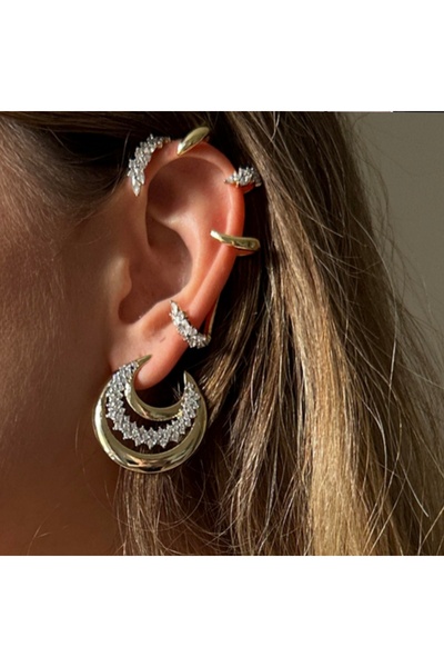 Nazellaa Gold Plated Zircon Stone Cartilage Earrings