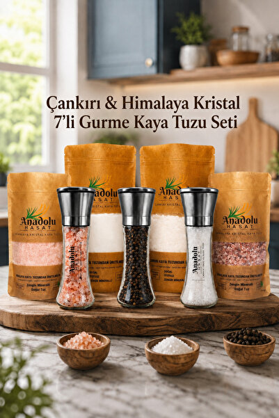ANADOLU HASAT ÇANKIRI KAYA TUZU 7'Lİ SET- ÇANKIRI VE HİMALAYA KRİSTAL KAYA TU...