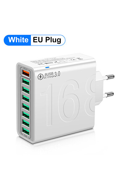 Choice EU White Total 150W 8 Ports USB Charger Fast Charging Phone Charger Ad...
