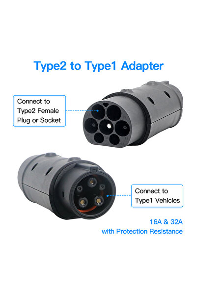 Choice1 Type 2 To Type 1 Kolanky 32A 7.2 KW Type 2 to Type 1 Adapter Type 1 T...