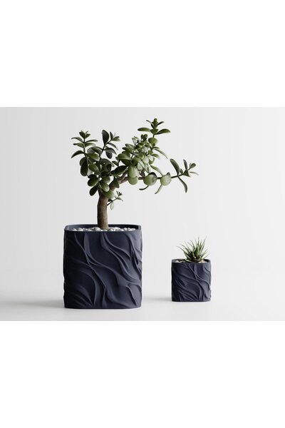 Sani Ghiveci decorativ Sani, Zephyra, mic 68 x 68 x 65 mm, Albastru închis mat