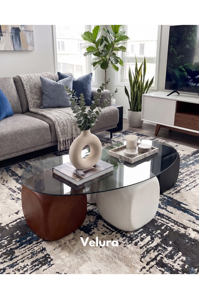 Velura Home & Living Orta Sehpa & Modern Küre Sehpa & Bohem Top Sehpa - Füme ...