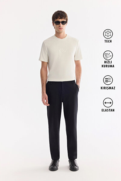 Avva Erkek Siyah Yanı Lastikli Kırışmaz Teknik Kumaş Slim Fit Chino Pantolon ...