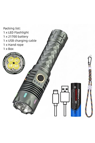 Choice Cool gray 4xLED 6000LM High Power Super Bright Flashlight USB LCD Rech...