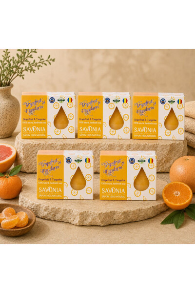 Savonia Set 5 buc - Sapun Grapefruit si Mandarin,