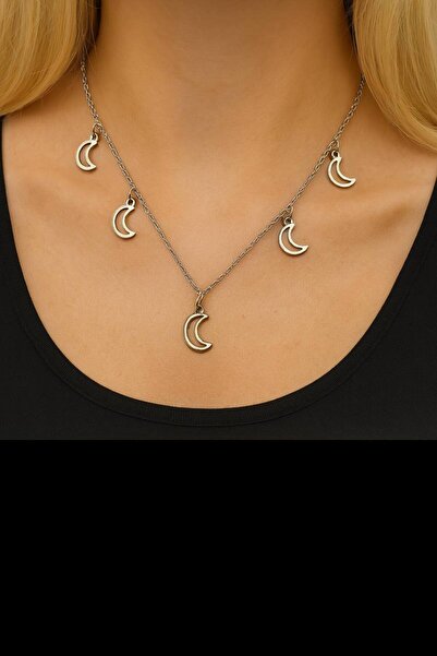 Herşey Nota 5-Piece Women's Necklace with Multiple Moon Figures – with 60 cm ...