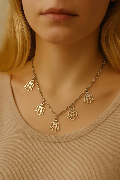 Herşey Nota Minimal Angel Figured 5-Piece Women's Necklace – with 60 cm Chain...