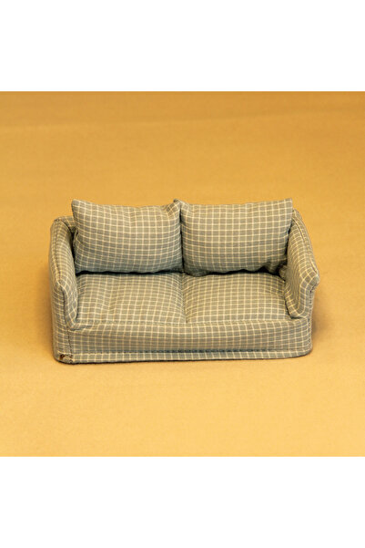 Choice Blue 1:12 Miniature Realistic Pretend Play Toy Wooden Fabric Double So...