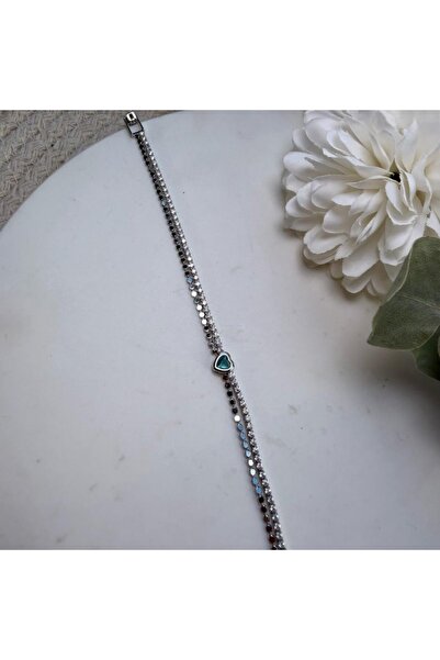 nesdesign Green Heart Crushed Chain Two Row Tamtur Bracelet (17 cm)