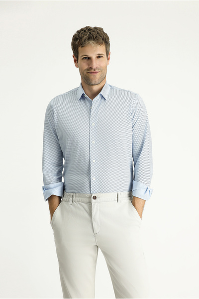 Kiğılı Printed Slim Fit Cotton Shirt - Long Sleeve