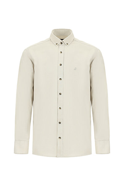 Abdullah Kiğılı Long Sleeve Regular Fit Cotton Button Lapel Oxford Shirt