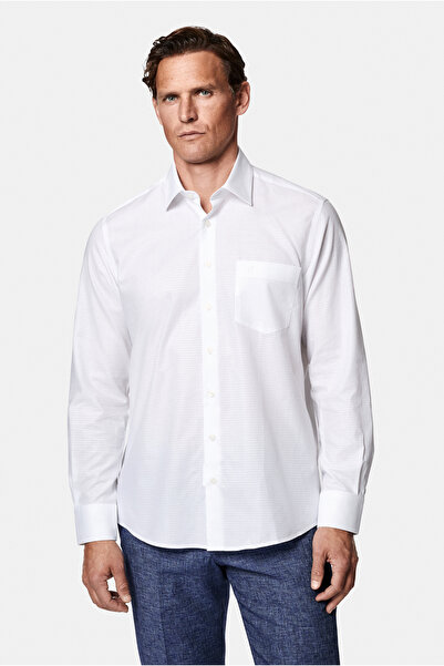 Abdullah Kiğılı Long Sleeve Classic Patterned Embroidered 100% Cotton Shirt w...