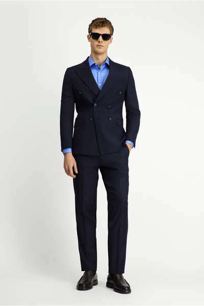 Kiğılı Regular Fit Pointed Collar Wool Double Breasted Closure Suit