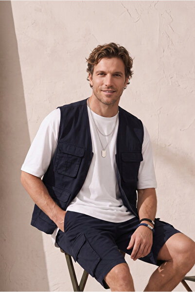 Kiğılı V-Neck Zippered Safari Sports Vest with Pockets