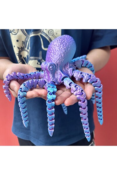 Choice 39cm 15.35in Psychedelic blue 3D printed octopus statue, Unique Deskto...