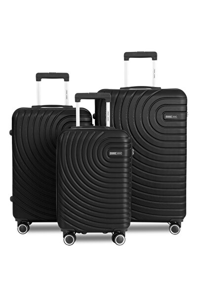 PARAJOHN Lightweight Travel Luggage Trolley Set 3 Pcs ABS -Black